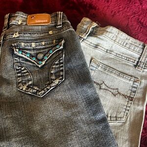 2 pair of Vintage Dollhouse jeans and Bubble gum studed crop pants size 3